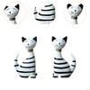 2 Pieces Stripes Cat Figurines Abstract Animal Sculptures Smooth Ornaments for Friends Living Room