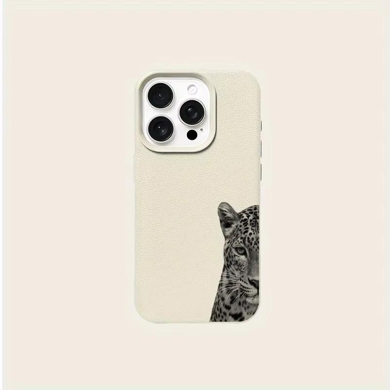Schwarzes Leopardenmuster Lychee-Textur Handyhülle Für iPhone 17 Air 16 e 15 14 13 12 11 Pro Max Plus SE Weiche Hülle