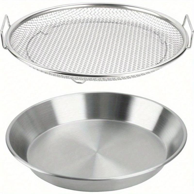 Oil Filter Tray Stainless Steel Mesh Drain Basket Colanders Air Fryer Accessories for Fried Food Draining Rack Grill (8.7 Inch)