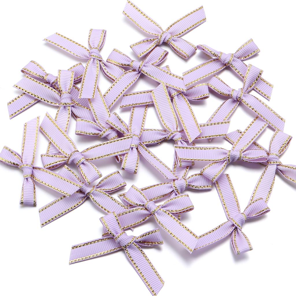 30pcs 4*5cm Polyester Satin Ribbon Bows Colourful Golden-edged Bowknots For Christmas Party DIY Clothing Headwear Gifts Decor