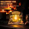 LED Halloween Scenes Vintage Glowing Wooden Tabletop Decor, Light Up 3D Scene Display Spooky Desktop Ornaments for Party, Festive Home Ornament Tiered
