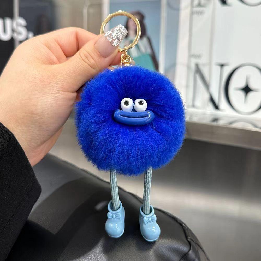 Cute Plush Rabbit Fur Small Briquettes Keychain Small Briquettes Car Keychain Pendant Korean Plush School Bag Pendant Wholesale