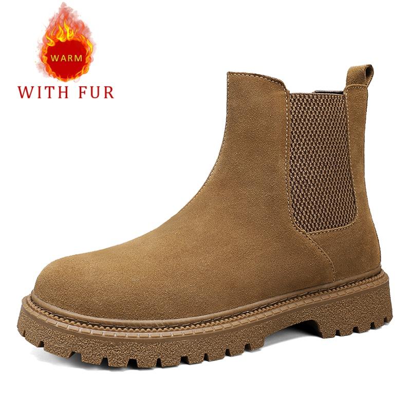 

Men s genuine leather boots Retro fashion British style Business work and office Outdoor warmth for autumn and winter New 46