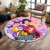 K-pop Demon Hunters Cartoon Print Print Round Rug, Living Room, Bedroom, Playroom Carpet, Non Slip Floor Mat, Gift