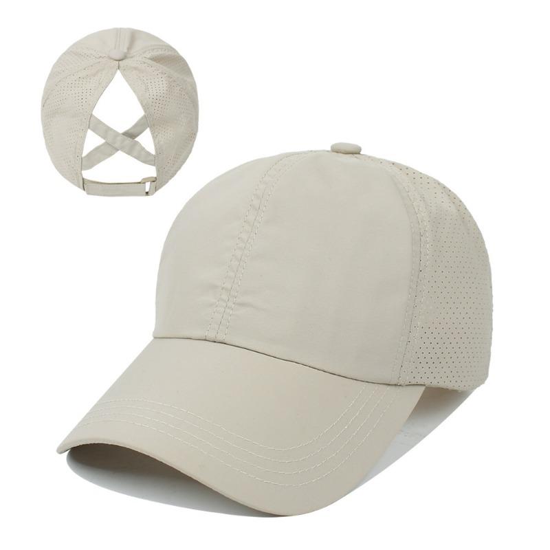 Solid color baseball cap logo women's sports and leisure cross ponytail hat quick-drying breathable cap sun hat
