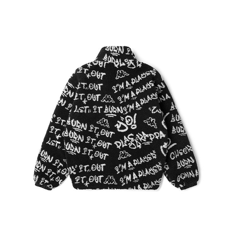 Kappa Player Series Fleece Printed Casual Jacket Unisex Jackets Black K0BZ2JJ95D