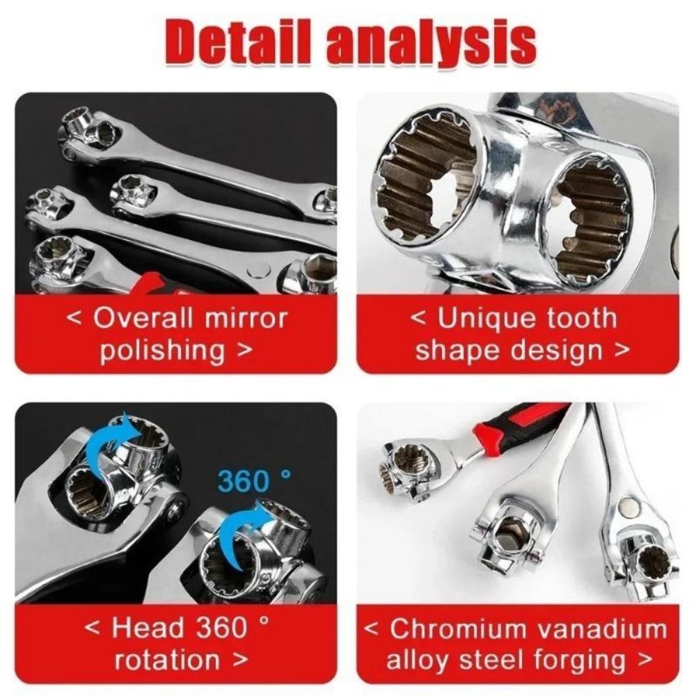 Multifunctional Socket Wrench Hand Tool 52 IN 1 360 Degree Rotating Ratchet Spline Bolt Socket Torx Wrench Repair Tool