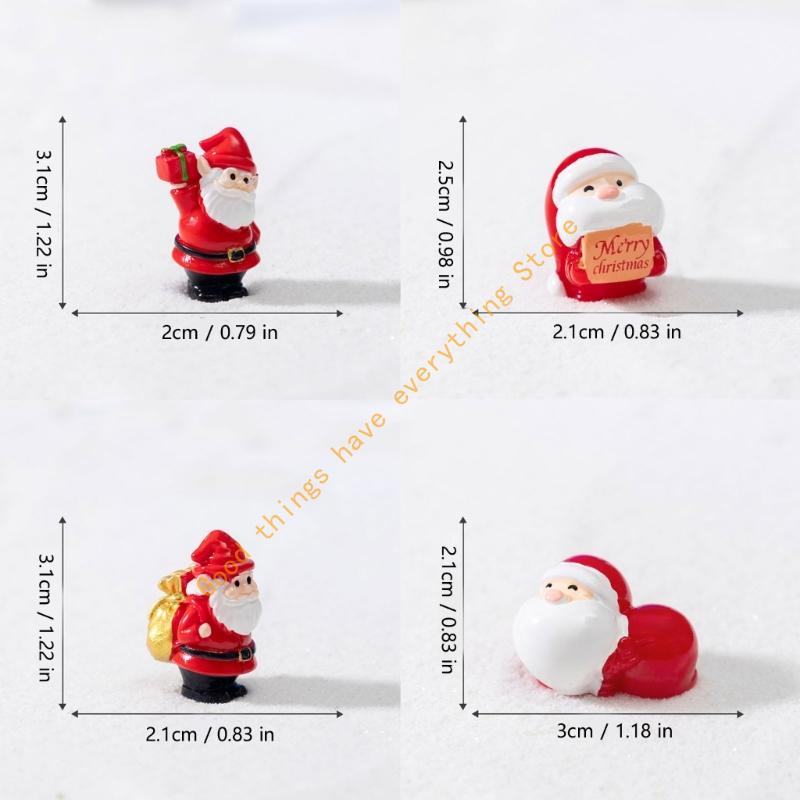 4Pcs Miniature Santa Statue Holiday Decoration Resin Craft Figurine Ornaments For Desk Shelf Festives Landscape Display 55KF