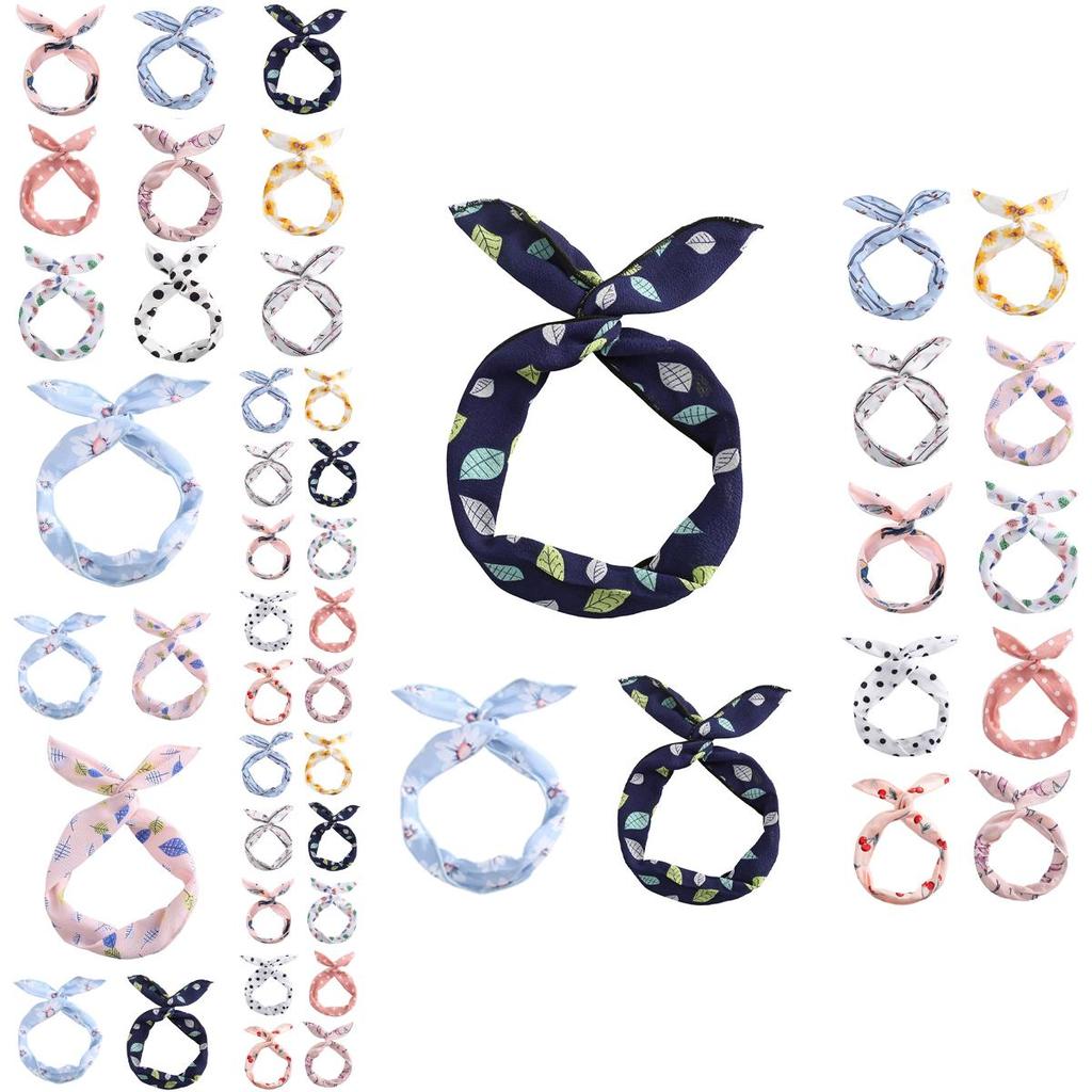 Floral Rabbit Ears Knotted Wire Hair Bands For Women With Elegant Metal Wire Scarf Design