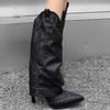 High Heels Women High Boots Designer Pointed Toe Elegant Shoes  Fashion Pumps Gothic Boots New Trend Leather Mujer De Botas