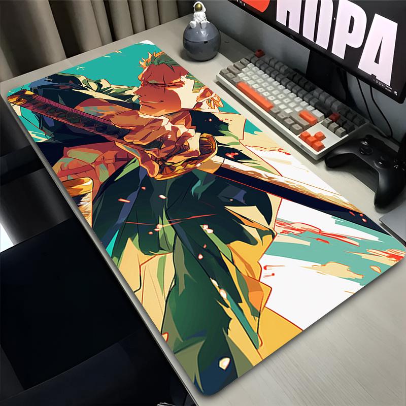 Big Mouse Pad one piece Zoro Cool Japanese Anime Desk mat Computer Gaming Accessories Anti-fray Gamer HD Print Extended Mousepad