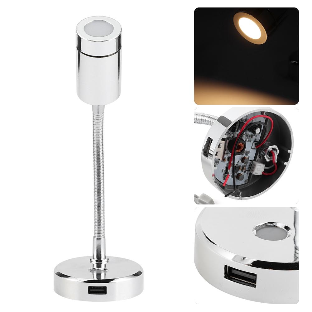 12VDC 1500LM LED Reading Light Rotation Adjustable Marine Car Table Lamp with USB Charging Interface