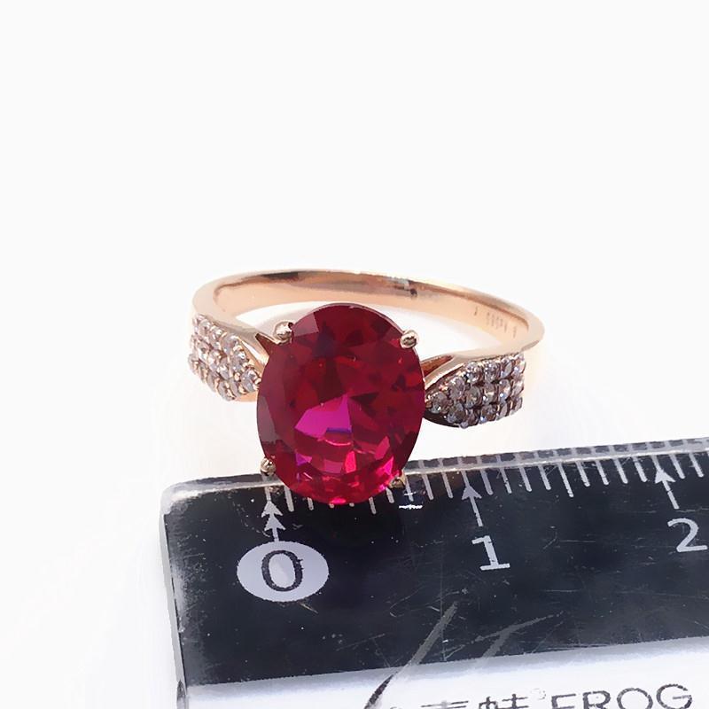 Russian Purple Gold Inlaid Redstone Full Diamond Ring Temperament Luxury Noble Rose Gold Plated Live Ring
