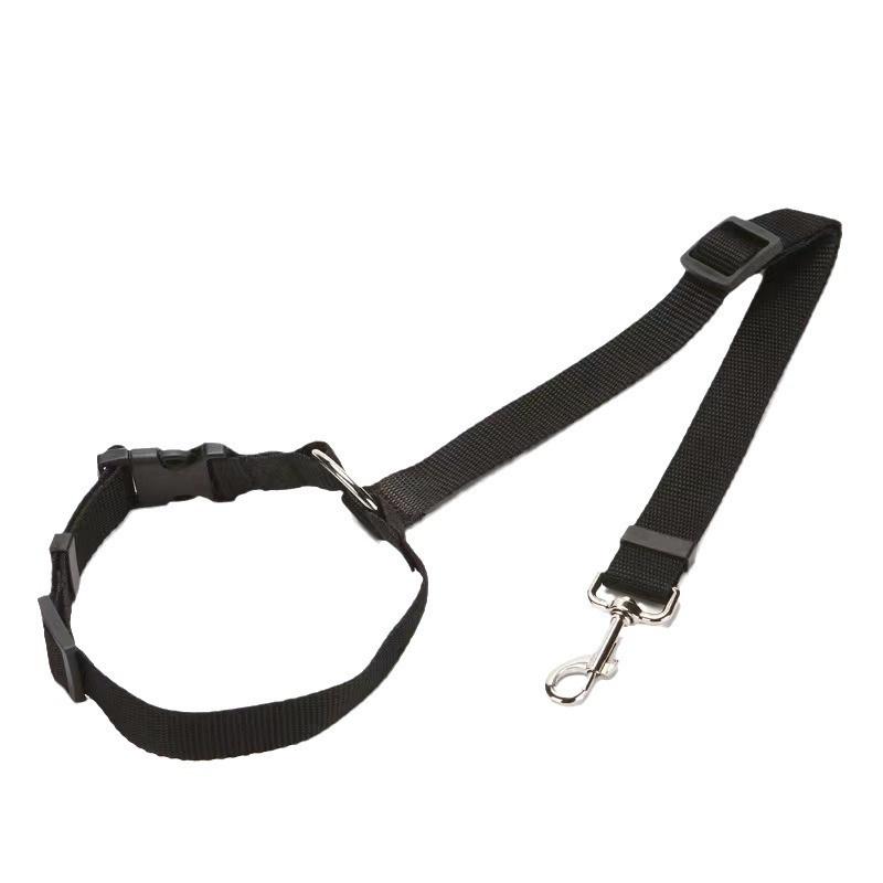 Solid Color Two-in-one Pet Car Seat Belt Nylon Lead Leash Backseat Safety Belt Adjustable Dogs Harness Collar Pet Accessories
