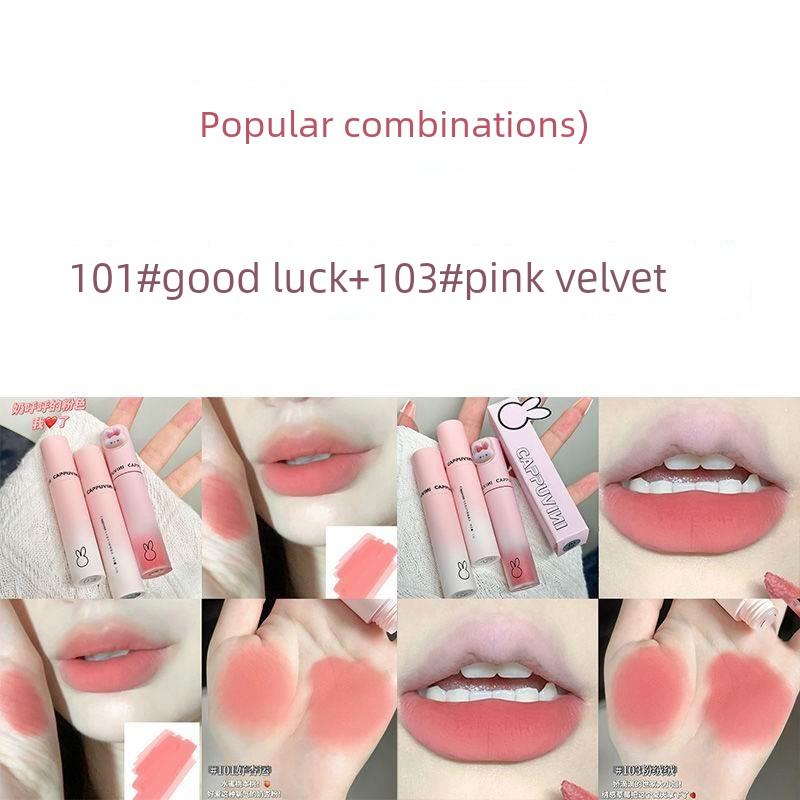 Pink Macaron Lip Mud Velvet Soft Matte Lip Gloss That Brightens the Complexion and Does Not Dry Out the Lips, Dual-Use Lip Color Lipstick for Students