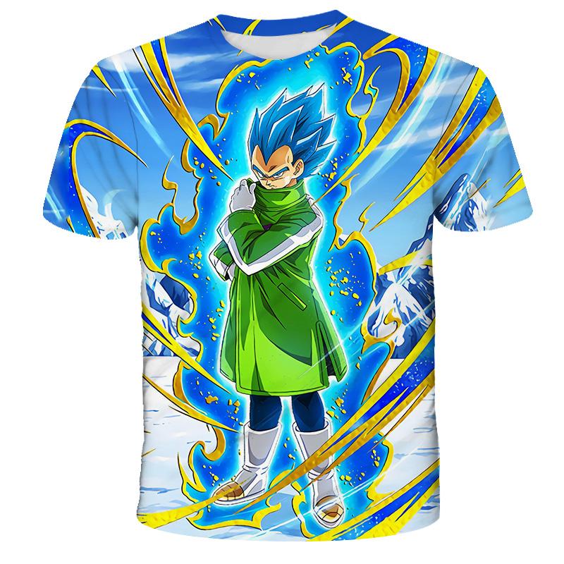 2024 Letní tričko pro kluky Dragon Ball Z 3D potisk Goku Pánská Harajuku móda Krátký rukáv Ležérní top