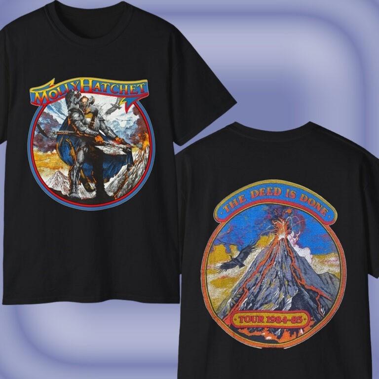 Retro 1985-1986 Molly Hatchet The Deed Is Done Tour T-Shirt 2-Sided Unisex T-Shirt XXL