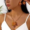 French Vintage Enamel Maple Leaf Drop Earrings for Women New Design Temperament Leaves Earring Autumn and Winter Jewelry Gift
