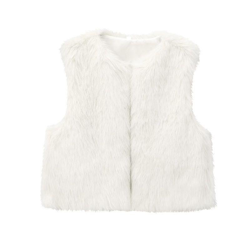 Zbzr Autumn New Women Clothes Western Style Versitile Fashion Sleeveless Faux Fur Short Vest 1255799