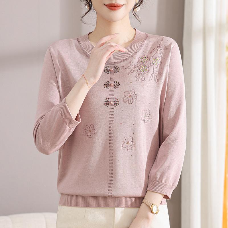 

Stylish Spring Gauze Sleeve Top for Middle-Aged & Elderly Women 4XL (recommended for 140-155 jin)
