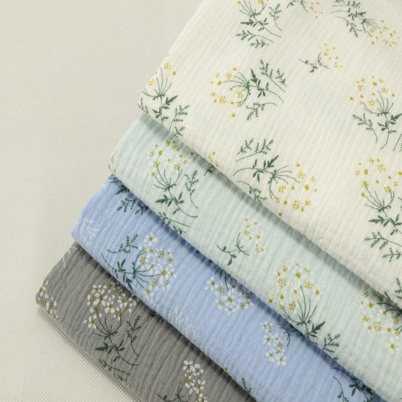 100X135cm Soft Floral Pajamas Nightdress Cotton Gauze Fabric Rose Printed Crepe Cotton Long-sleeved Ins Style Homewear Fabric