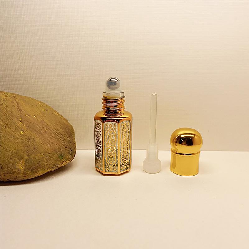 3/6/12Ml Essential Oil Roller Bottle Gold Dropper Perfume Bottles Travel Refillable Roll On Glass Luxury Empty Container