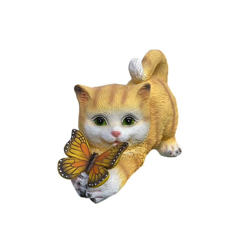 Cross-Border Garden Solar Kitten Lights: Cute Outdoor Resin Animal Ornaments