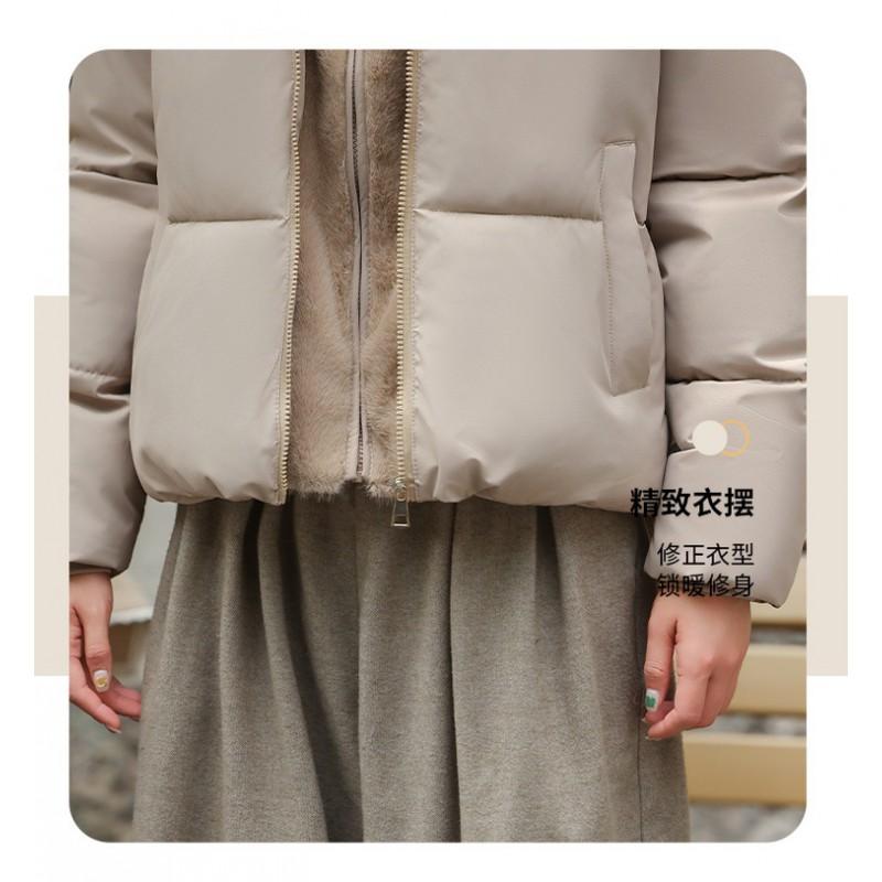 Womens Short Puffer Jacket 2026 Winter Hooded Cotton-Padded Coat Korean Style Casual Warm Outerwear