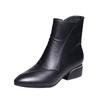 Autumn/Winter Women's Large Soft Leather Fashion Boots - Pointed Short Boot, Thick/Medium Heel, Stylish & Trendy.
