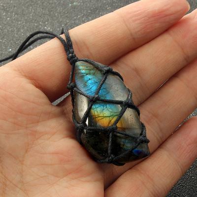 Labradorit Kolye Kadınlar için Aytaşı Güneş Taşı Kolye ve Kolye Kehanet Manevi Meditasyon Buda Yoga Takı