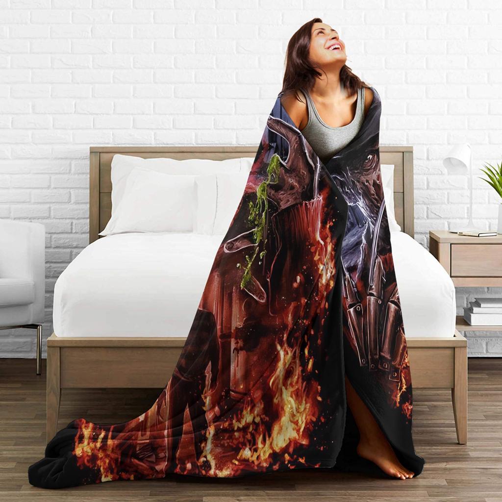 Freddys Krueger Halloween Art Spooky Retro Horror Blankets Quality Super Soft Throw Blanket Winter Travel Couch Chair Bedspread