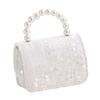 Little Girl Handbag Beading Handle Chic Purse for Daily Birthday Gift Events Milky White