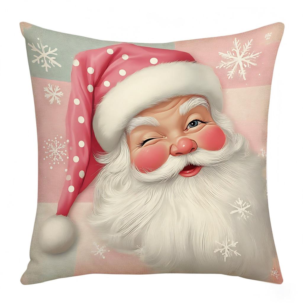 Christmas Printed Pillow Case Cute Santa Claus Gift Snowman Fashion Decorative Linen Plush Pillow Case