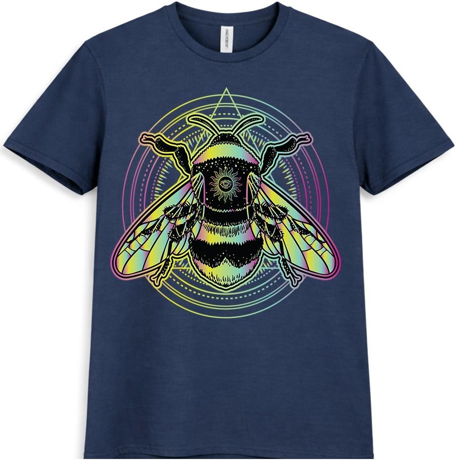 Bee Crown T Shirt Sacred Geometry Mystical Insect Graphic Tee