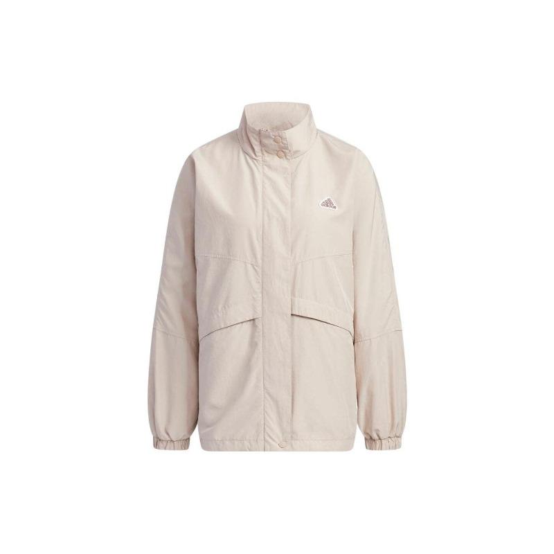 adidas Solid Color Logo Print Casual Jacket Women Outerwear Pink IA5247