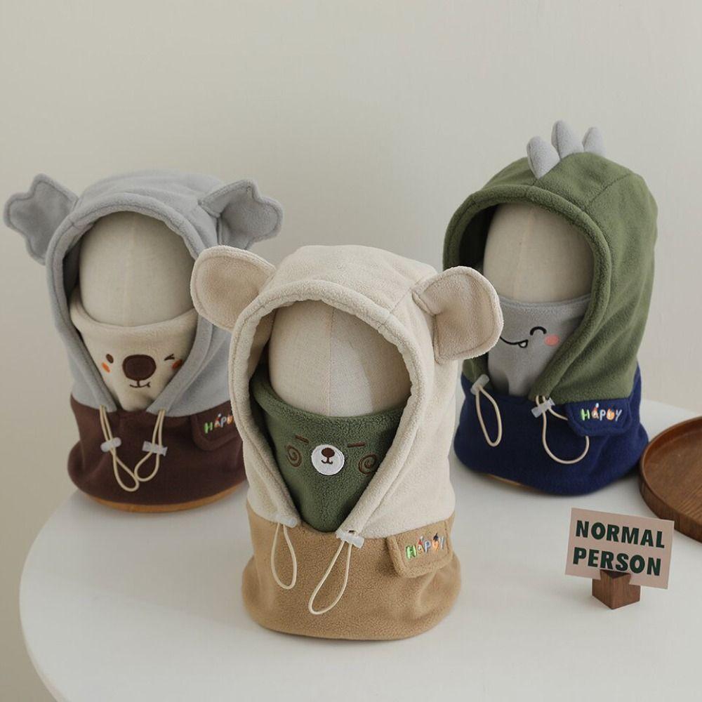 Windproof Kids Winter Fleece Hat Ear Flaps Ear Flap Cap New Integrated Scarf Hat Boys Girls