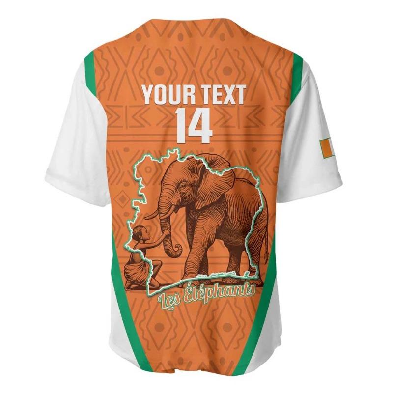 Men's Printed Ivory Coast Baseball Jersey with Elephant Pattern - Classic Men's Crew Neck Short Sleeve Baseball Jersey