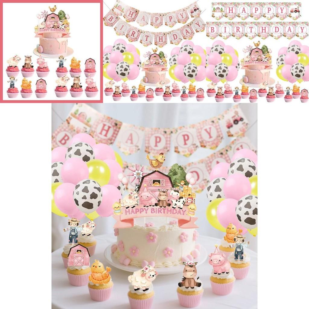 Bauernhof-Tier-Themen-Party-Dekorations-Set Mit Banner Und Kuchen-Einsätzen Für Geburtstagsveranstaltungen