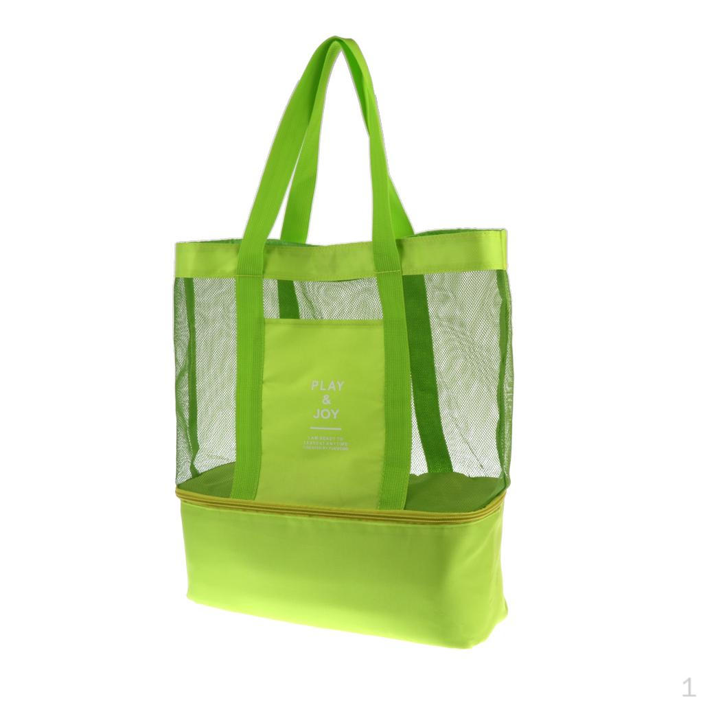 Leichte tragbare Picknicktasche für draußen, Netz-Strandtasche, isolierte Kühltasche