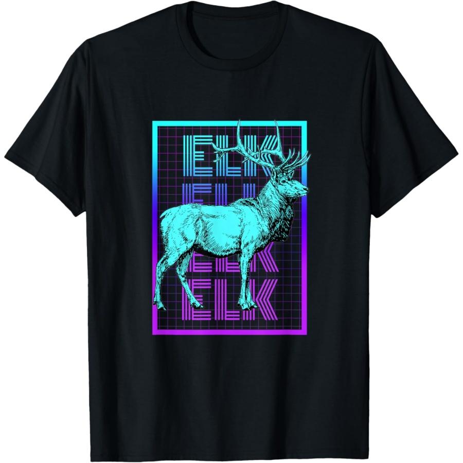 

Elk Animal Vintage Retro Elk T-Shirt XXXXXL чёрный