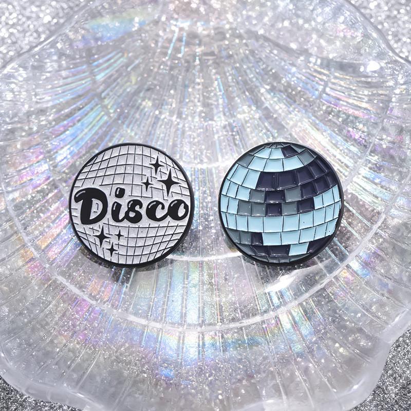 Contemporary Geometric Round Planet Badge Striking Alphabet Disco Light Metal Brooch For All Occasions