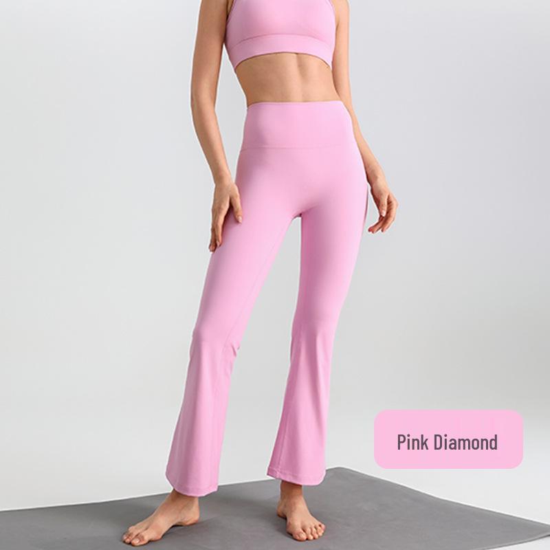 Nude Feel Slim-Fit High Elasticity Petite Micro-Flare Yoga Pants with Optional Logo for Women