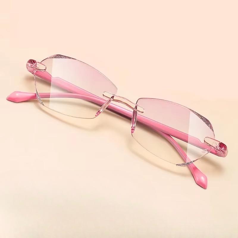 Fashion Ultra Light Women Diamond High Definition Anti Blue Light Reading Glasses Integration Design Presbyopia Eyeglasses