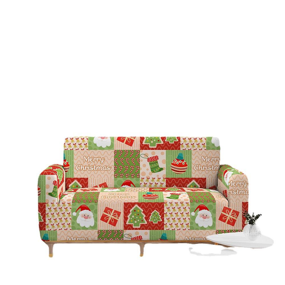 Elastic Sofa Cover Red Christmas All-Inclusive Three-Seat Sofa Cover Furniture Protective Cover