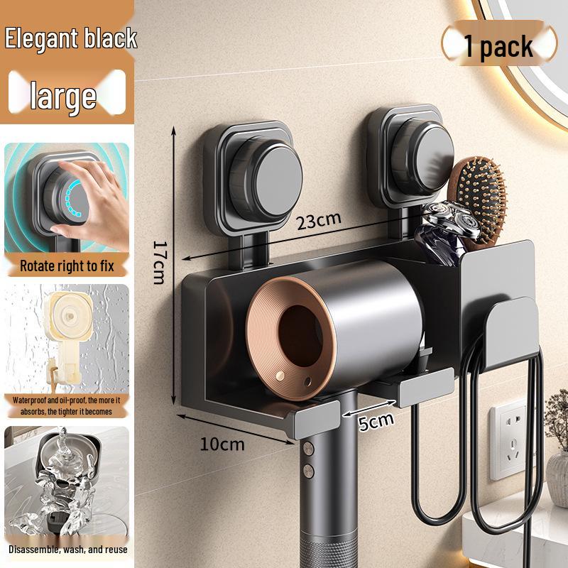 Suction Cup Hair Dryer Holder: Punch-Free, Wall-Mounted Bathroom Organizer