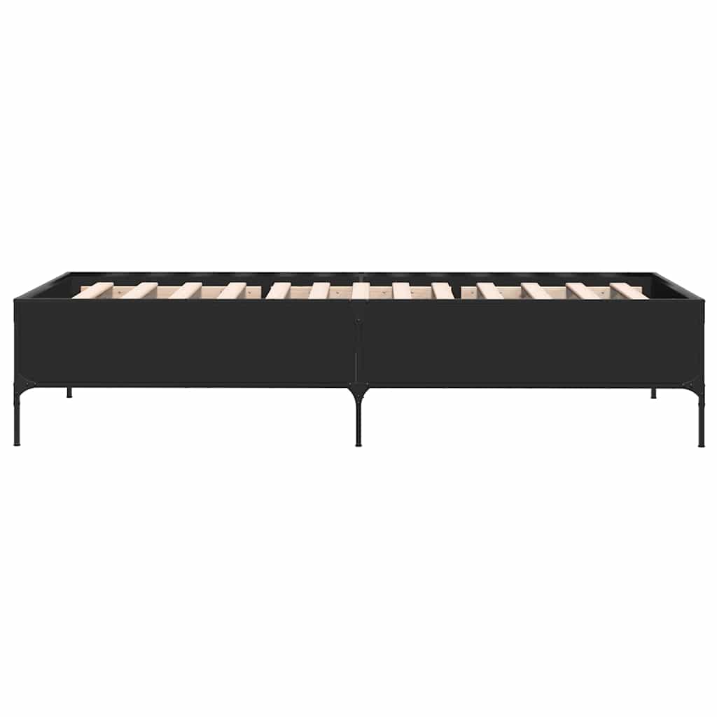 Bed Frame Black 90 x 200 cm Particleboard and Metal
