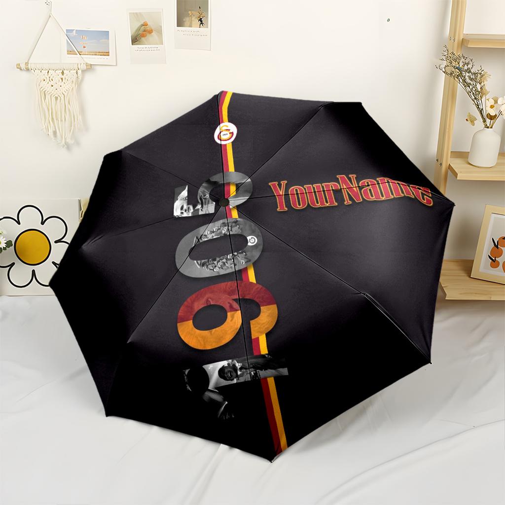 Galatasaray1 Personalized Name Umbrella Compact Travel Automatic Umbrella Sturdy 8-Rib Shaft Compact Design All-Season Umbrella for Travel