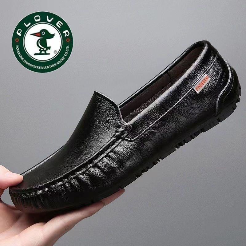 

Мужская обувь HyPLOVER 2024 года, новые кожаные дышащие повседневные кожаные туфли, мужские однопедальные шапочки с мягкой подошвой из мягкой кожи для вождения 37