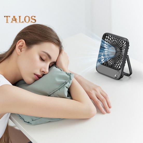 Ventilator portabil reîncărcabil, mini ventilator electric cu motor fără perii, 4 viteze, flux de aer puternic, zgomot redus, ventilator de masă mic și silențios