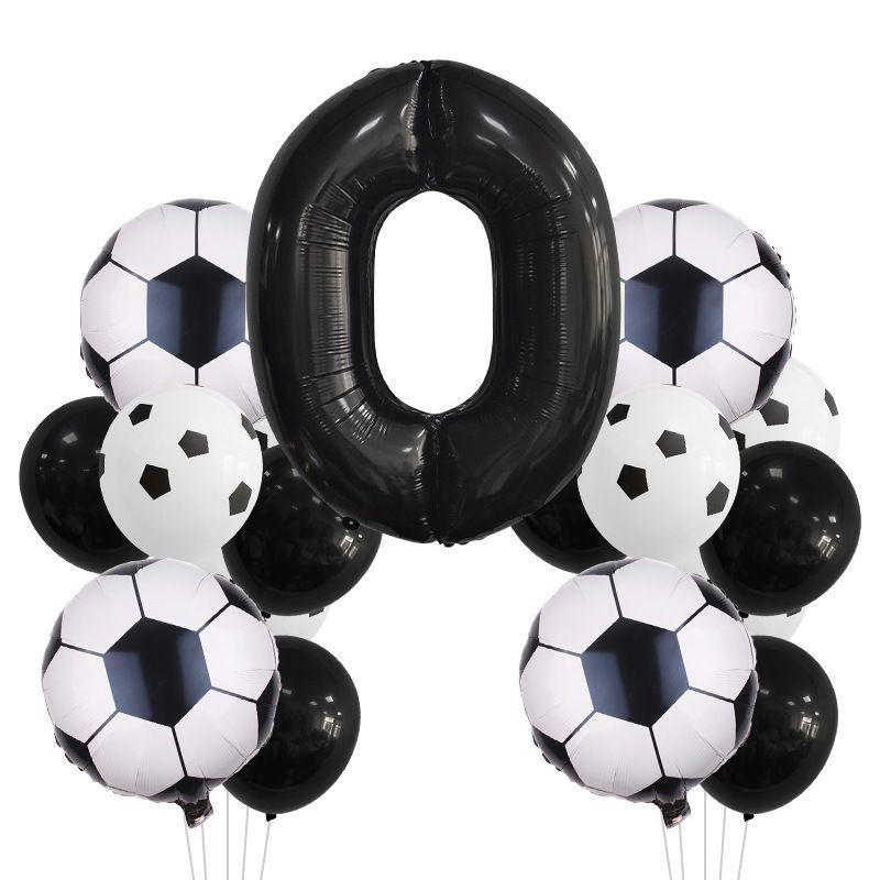 Football-themed Football Balloons - Set for Birthday Party Decoration Scene - Aluminum Film Balloon Set